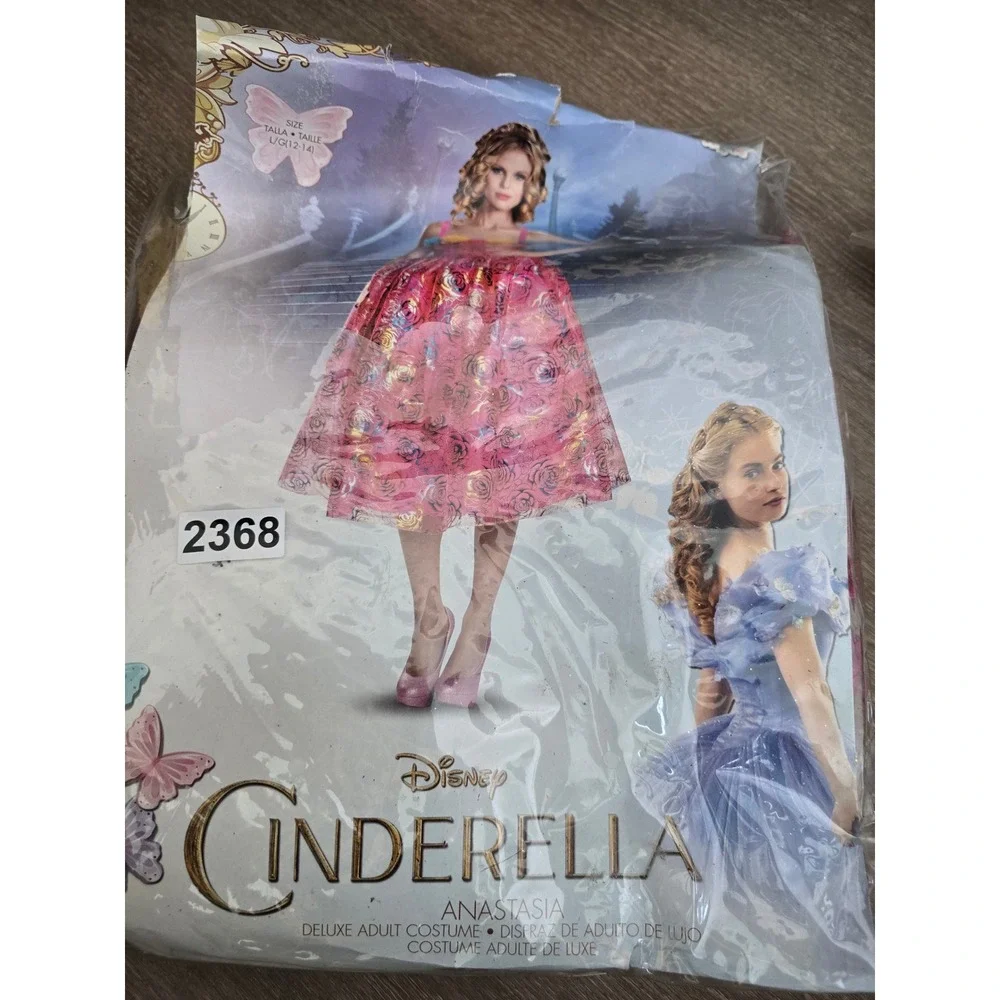 Disney Cinderella Anastasia Deluxe Adult Costume Pink Floral Dress Size L 12-14